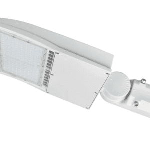 White LED street light fixture.